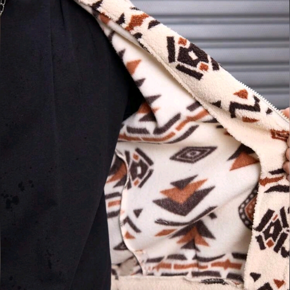 Men's Loose Fit Graphic Print Drop Shoulder Hooded Casual Jacket - Picture 4 of 5